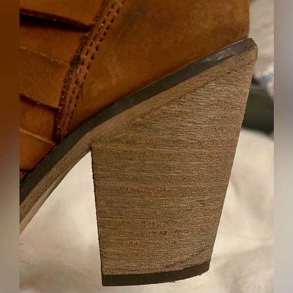 *EUC* Free People / Hybrid Strappy Stacked Heel Leather Ankle Boot / Bro… - Picture 12 of 14